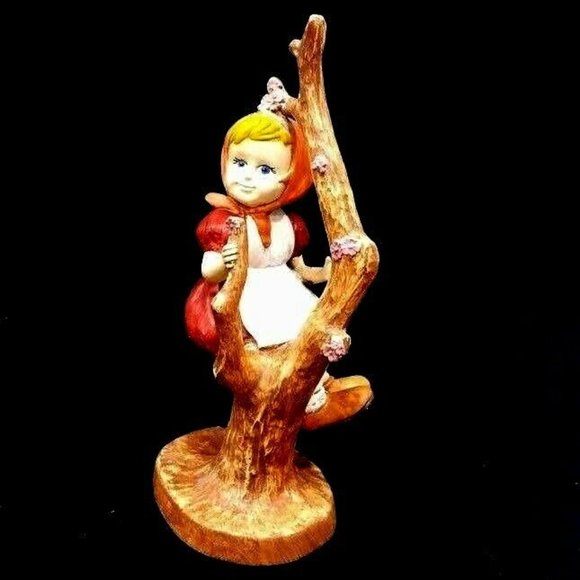 12" VTG Girl Sitting In Blossom Tree Figurine